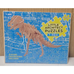 Vibe Essentials Wooden Cutout Little Architect Puzzle T-Rex 3D Design
